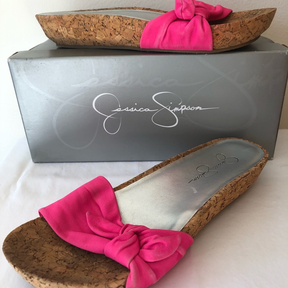 JESSICA SIMPSON Pink Bow Slides